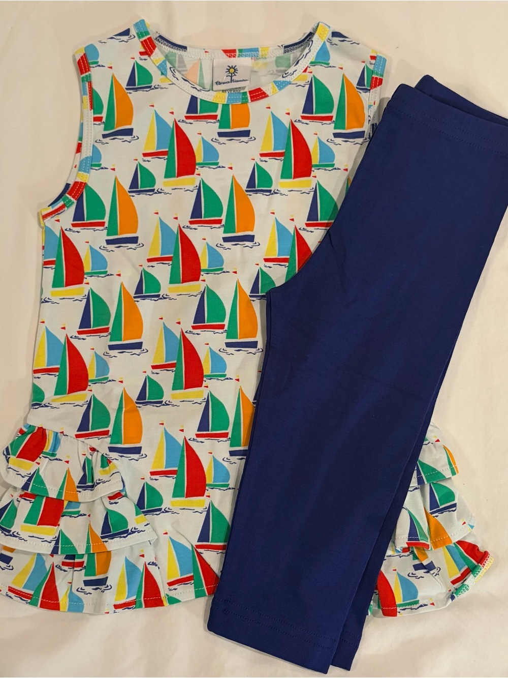 Florence Eismann sailboat print Tunic & Capri Leggings Set sz 4T NWT